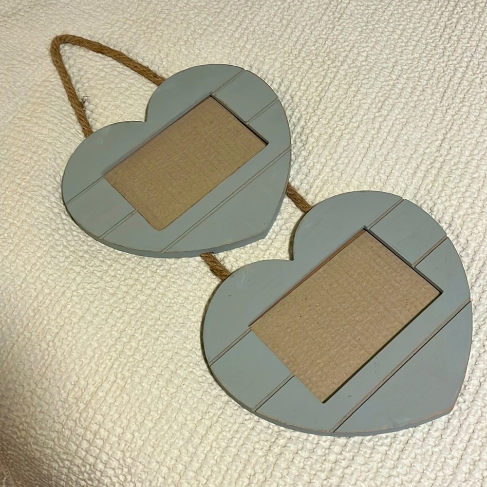 Blue hearts hanging picture frame